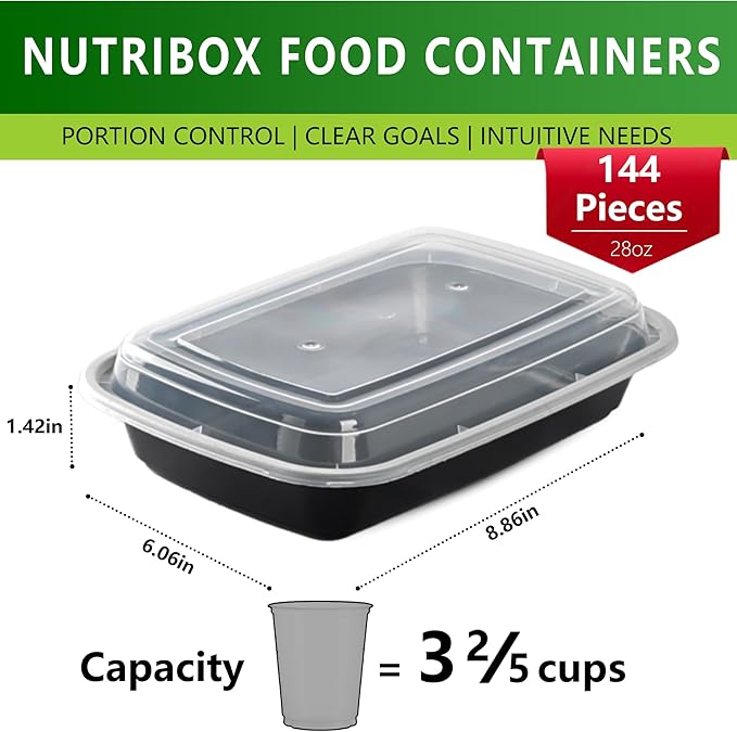 28oz Meal Prep Containers Bulk 48 Set with Forks and Lids - To Go Food Containers 1 Compartment Snack Container Reusable Food Storage Containers, Freezer Safe and Leakproof Plastic Lunch Take Out Box