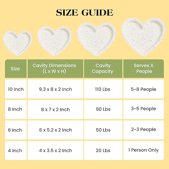 6 Inch Silicone Heart Shaped Cake Pans 2 Pcs Small Heart Cake Pan Set Nonstick Silicone Heart Molds for Baking (Cream)