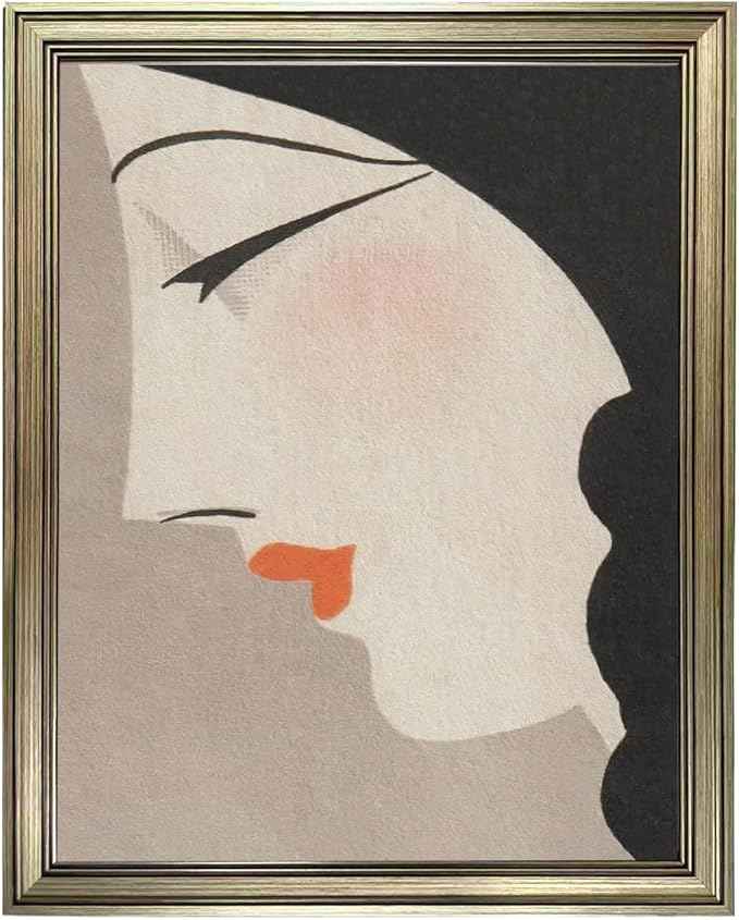 Framed Vintage Japanese Wall Art Woman Portrait Painting Asian Home Decor Girl Room Bathroom Decor