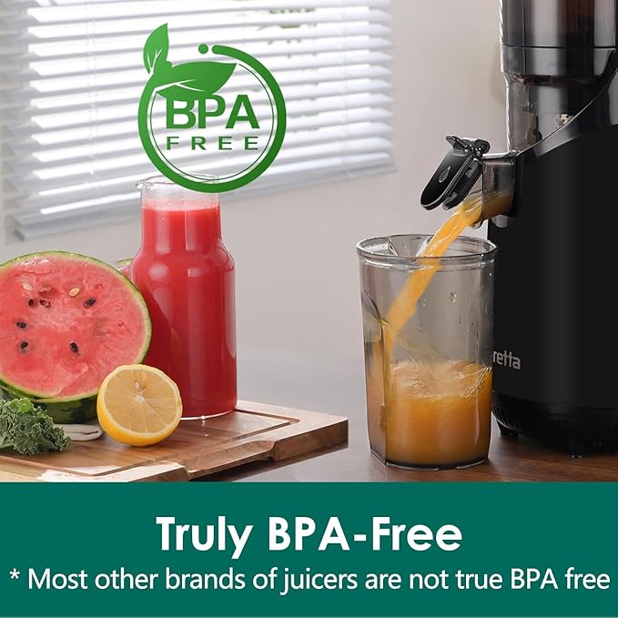 Cold Press Juicer Machines, Slow Masticating Juicer with 5.3" Extra Large Feed Chute Fit Whole Fruits & Vegetables, Self Feeding Effortless for Batch Juicing, BPA Free 250W (Matte Black,1.8L)