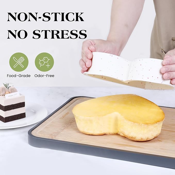 Silicone Heart Shaped Cake Pans 10 Inch Large Heart Cake Pan Nonstick Silicone Heart Molds for Baking (2 Pcs Set, Cream)