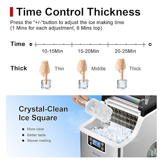 COSTWAY Countertop Ice Maker, 40LBS/24H Portable Compact Ice Machine with Top Inlet Hole, Auto Self-Cleaning Function, 24 pcs Ice Cube in 15 Mins, Ice Scoop and Basket Perfect for Home, Party, Office
