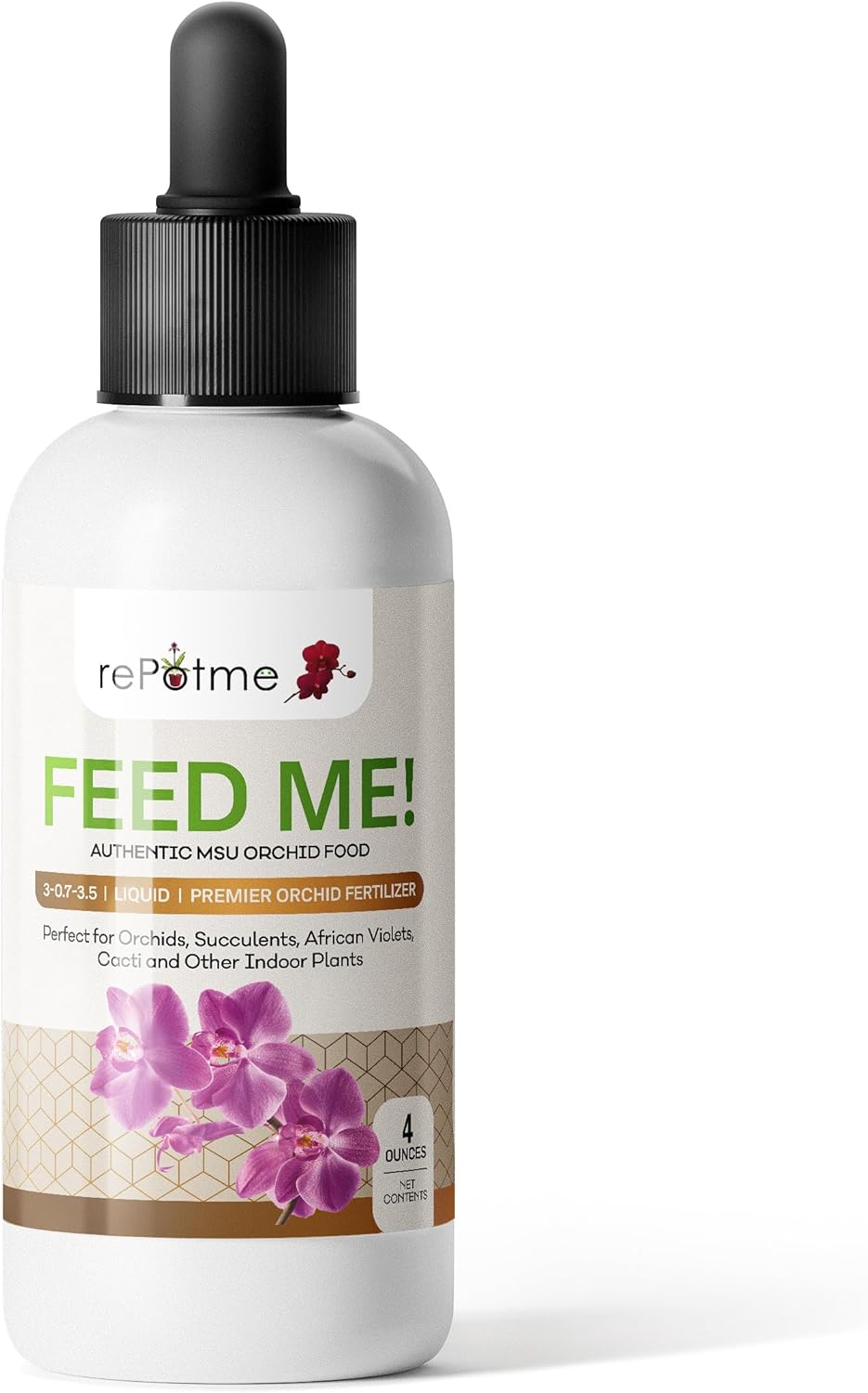 rePotme Deluxe Orchid Starter Kit - Phalaenopsis Dark Classic - (Includes Orchid Potting Mix, Orchid Fertilizer, Plus a 5 inch Orchid Pot, Flower Clip, and Plant Label)