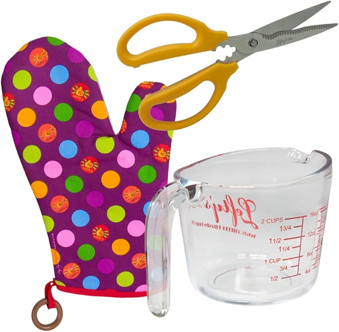 Left-Handed Measuring Cup, Kitchen Shears & Oven Mitt Set