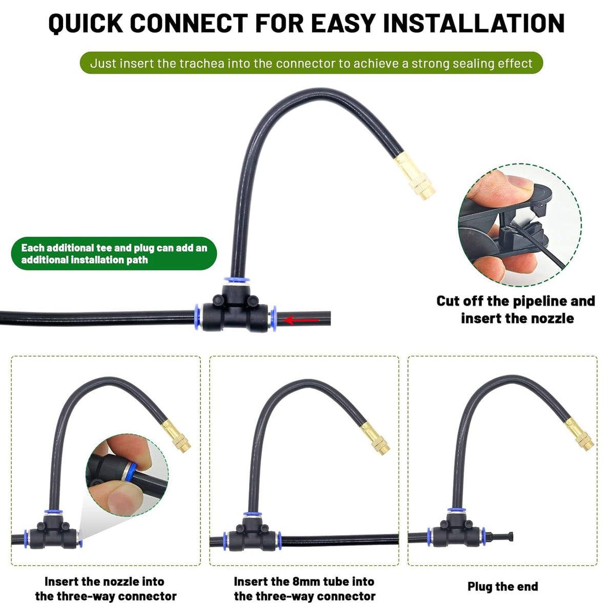360° Adjustable Drip Irrigation System - Garden Watering Atomizing System with 16 Nozzles, Greenhouse Accessories for Yard, Lawn, Plants, Garden, 5/16 inches Hose, 50 ft