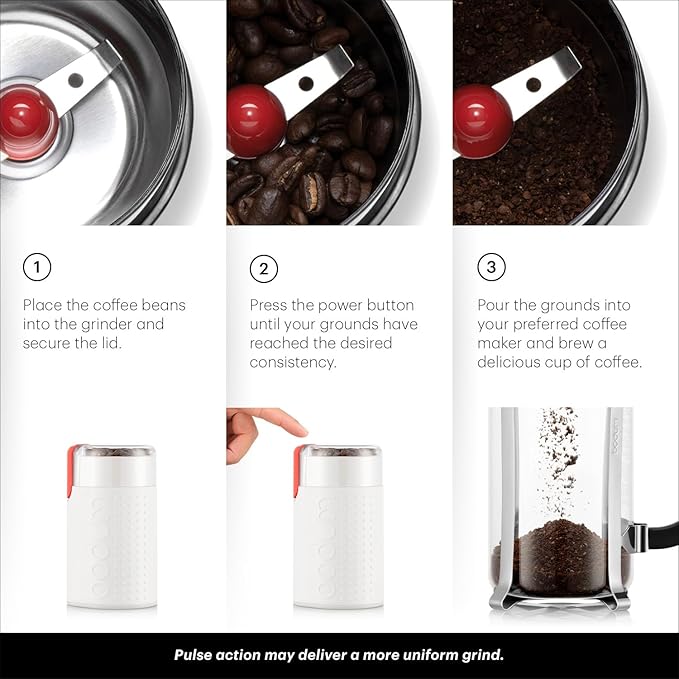 Bodum Bistro Electric Blade Coffee Grinder, White