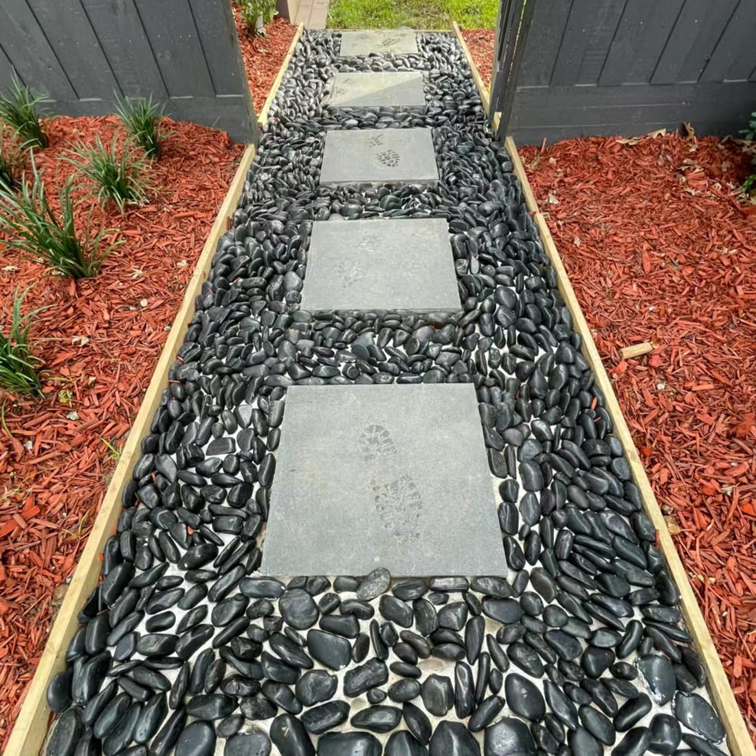 40lbs Large River Rocks for Landscaping, 3-4" Black Pebbles for Garden Design, Hand-Picked Smooth Stones for Fish Tank, Flower Pots, Indoor Water Fountains, Pathways, Backyard