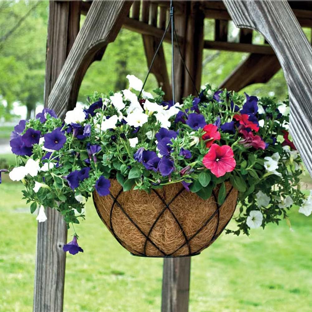 4PCS Coco Liner for Hanging Basket 8 Inch Round 100% Natural Planter Liner Replacement Plant Basket Liners Coco Fiber Liner for Garden Planters Coconut Coir Liner Flower Pot for Hanging Basket