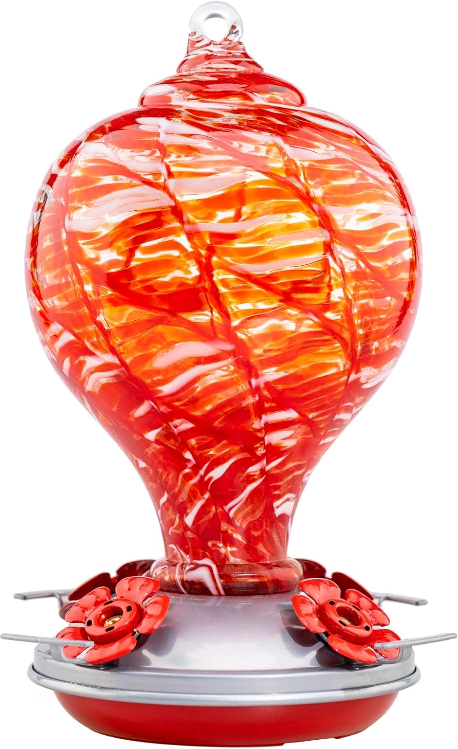 Muse Garden Hummingbird Feeders Blown Glass Hummingbird Feeder, Garden Backyard Decor, 32OZ, Lollipop