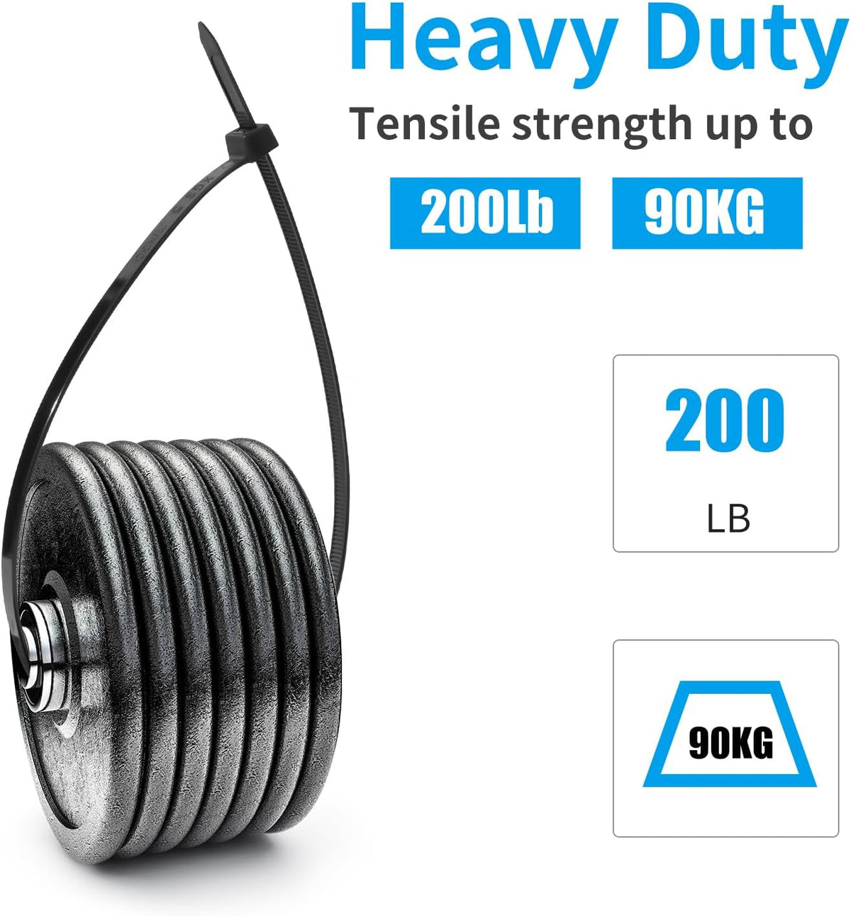 XINGO 48 inch White Zip Ties Heavy Duty 25 PCS,200 LBS Ultra Strong Plastic Wire Ties, Large Cable Ties Extra Long Tie Wraps, Indoor and Outdoor UV Resistant