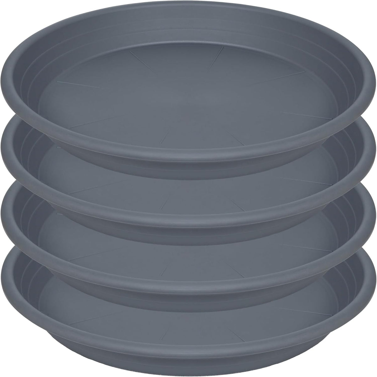 4 Pack of 16 inch Plant Saucer, Large Plant Tray, Heavy Sturdy Plant Drainage Tray for Indoors, Bird Bath Bowls, Sturdy Plastic Pot Tray for Planter 14 15 16"(Gray)