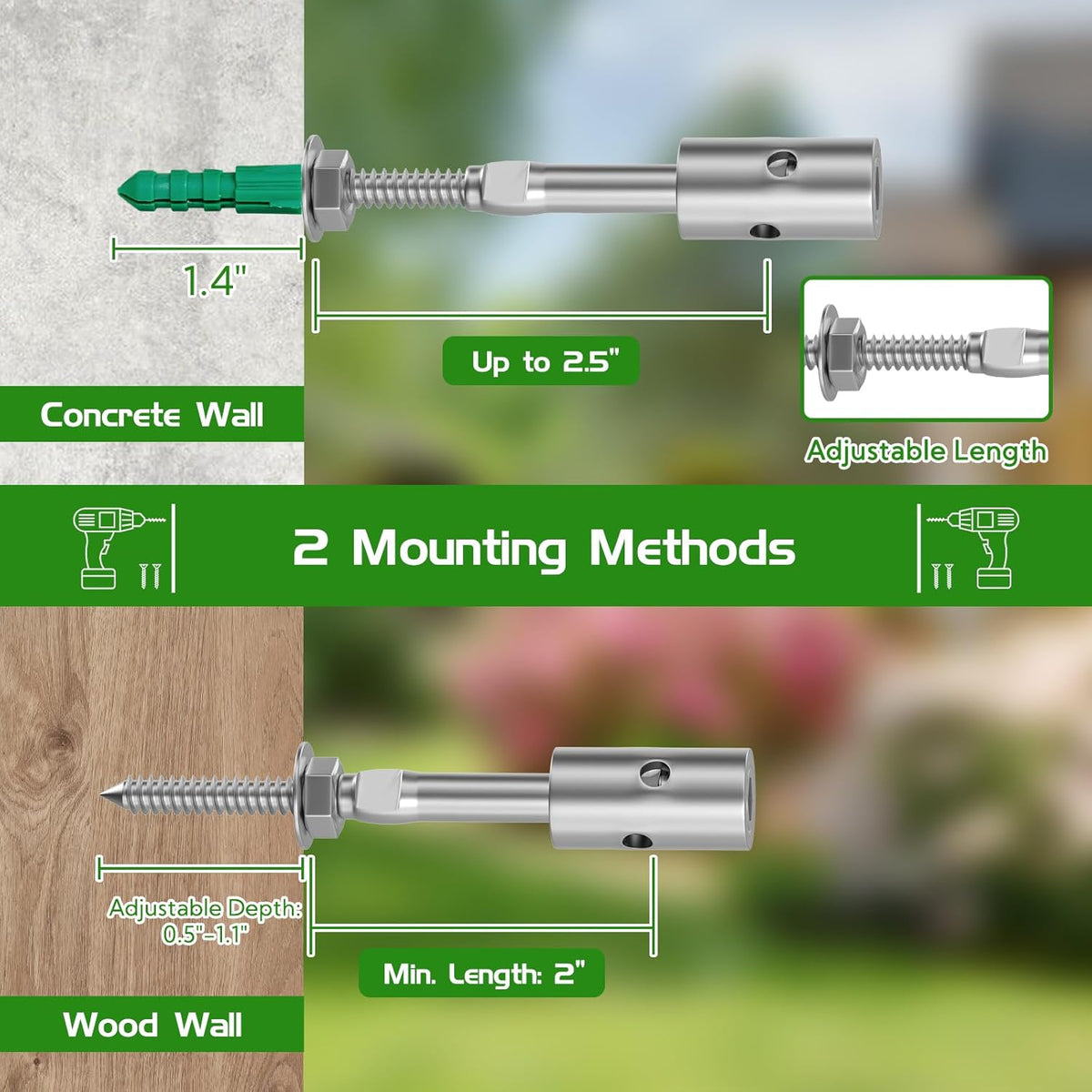 20 Set Trellis Wire for Climbing Plants Outdoor, T316 Wall Wire Trellis Kit with Stainless Steel Cable 1/8" x 164ft, Espalier System Cable Trellis Kit with Adjustable Spacing Vines Green Wall