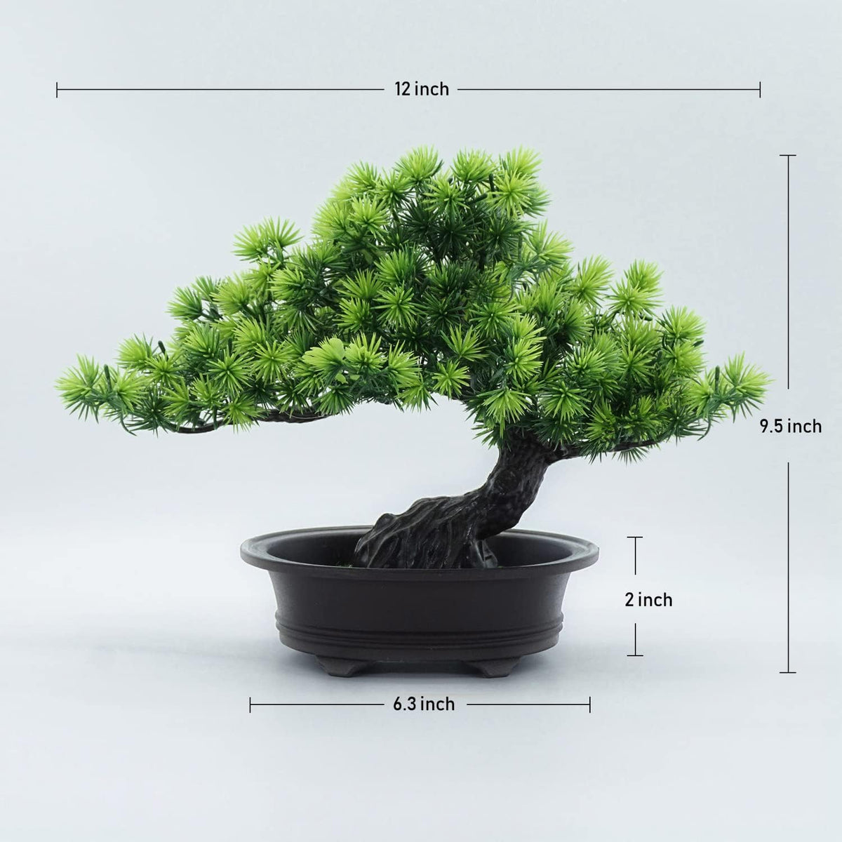 Artificial Plants Greenery Bonsai, Room Decor Fake Bonsai Tree for Home Decor Indoor Bookshelf Office Desk Bathroom Farmhouse Decor, Tall 9.5"