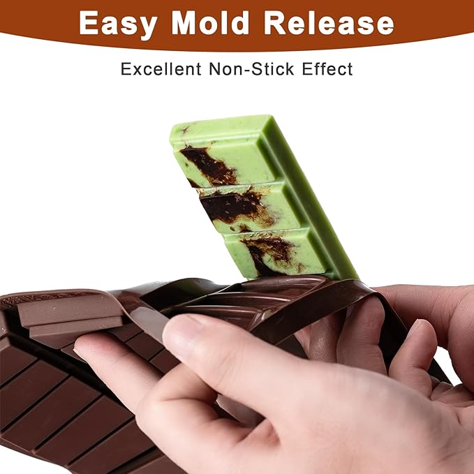 Husfunov Chocolate Bar Mold,Non-Stick Chocolate Molds, 100% Food Grade Silicone Deep Mold for Dubai Pistachio Rod, Candy, Snacks,Knafeh Pistachio Rod and More(5 Snap)