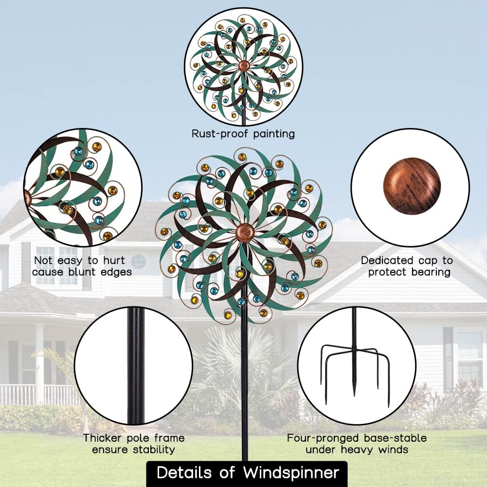 Stargarden Large Metal Wind Spinners for Outdoor, Metal Yard Art Wind Sculptures & Spinners for Yard and Garden Decorations (20x80 Inches)