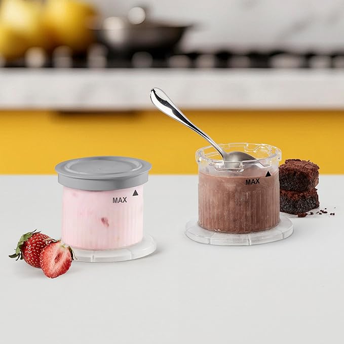 FastFreeze Ice Cream Maker Dessert Cups 2-Pack – 0.5-Pint Freezer Cups with Lids, Dishwasher-Safe, Compatible with ICE-FD10 for Homemade Ice Cream, Sorbet, Smoothies & Frozen Desserts