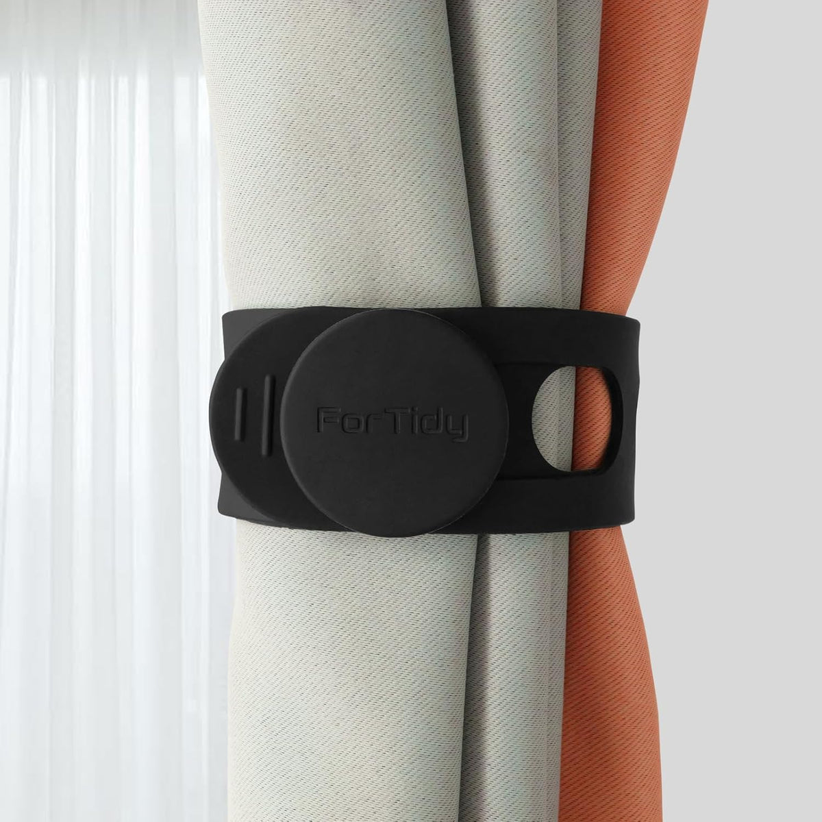 Silicone Latch Strap for Slow Cooker Lid, Pot, Bento Box, 21.65 In Reusable Elastic Self-Lock Silicone Tie for Bundling or Organizing Curtain, Cords, Yoga Mat, Camping Mat, 2pcs (Black&Gray)