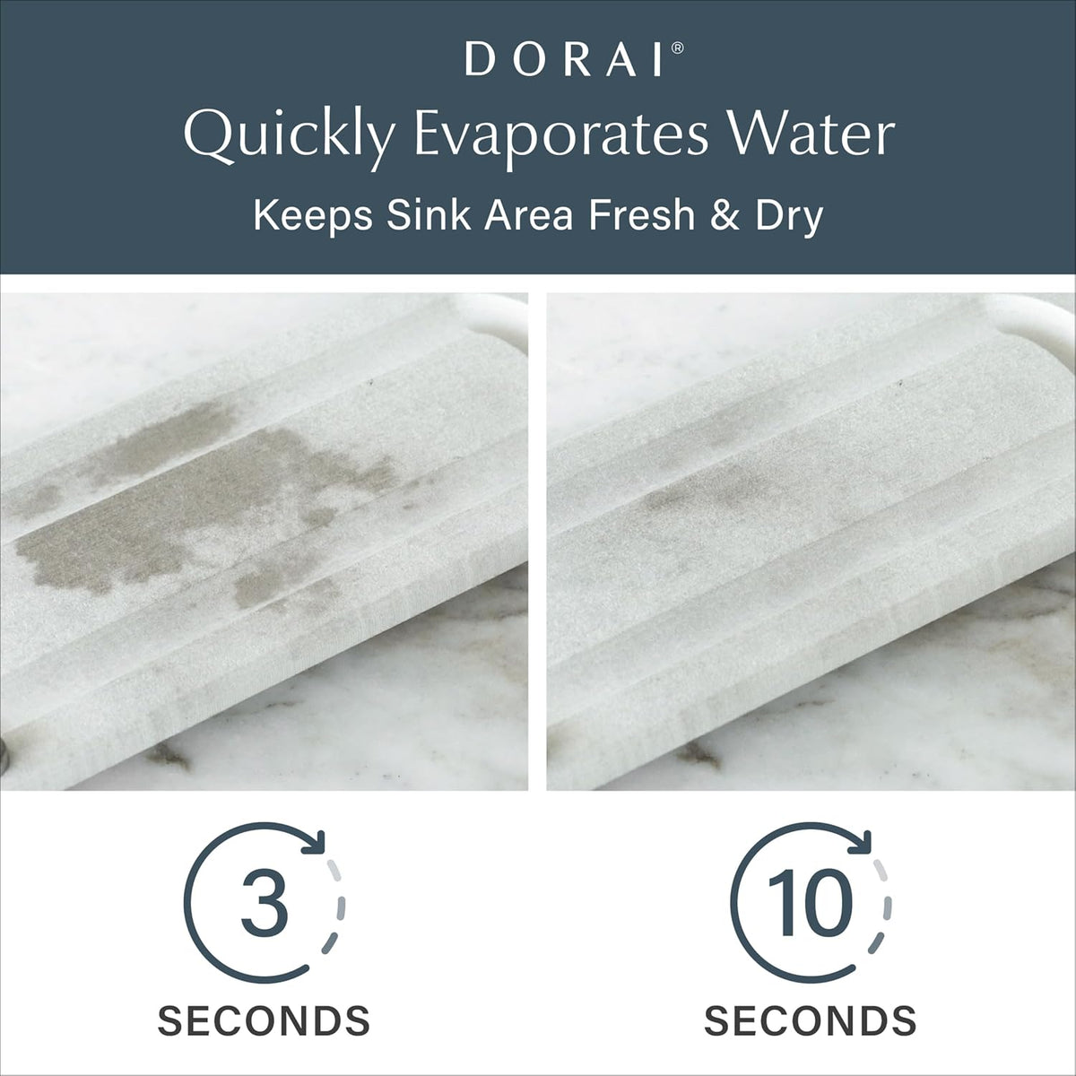 Dorai Home Sink Caddy – Water-Absorbing Stone Tray for Sink, Stainless Steel Feet, Fast-Drying, Sandstone