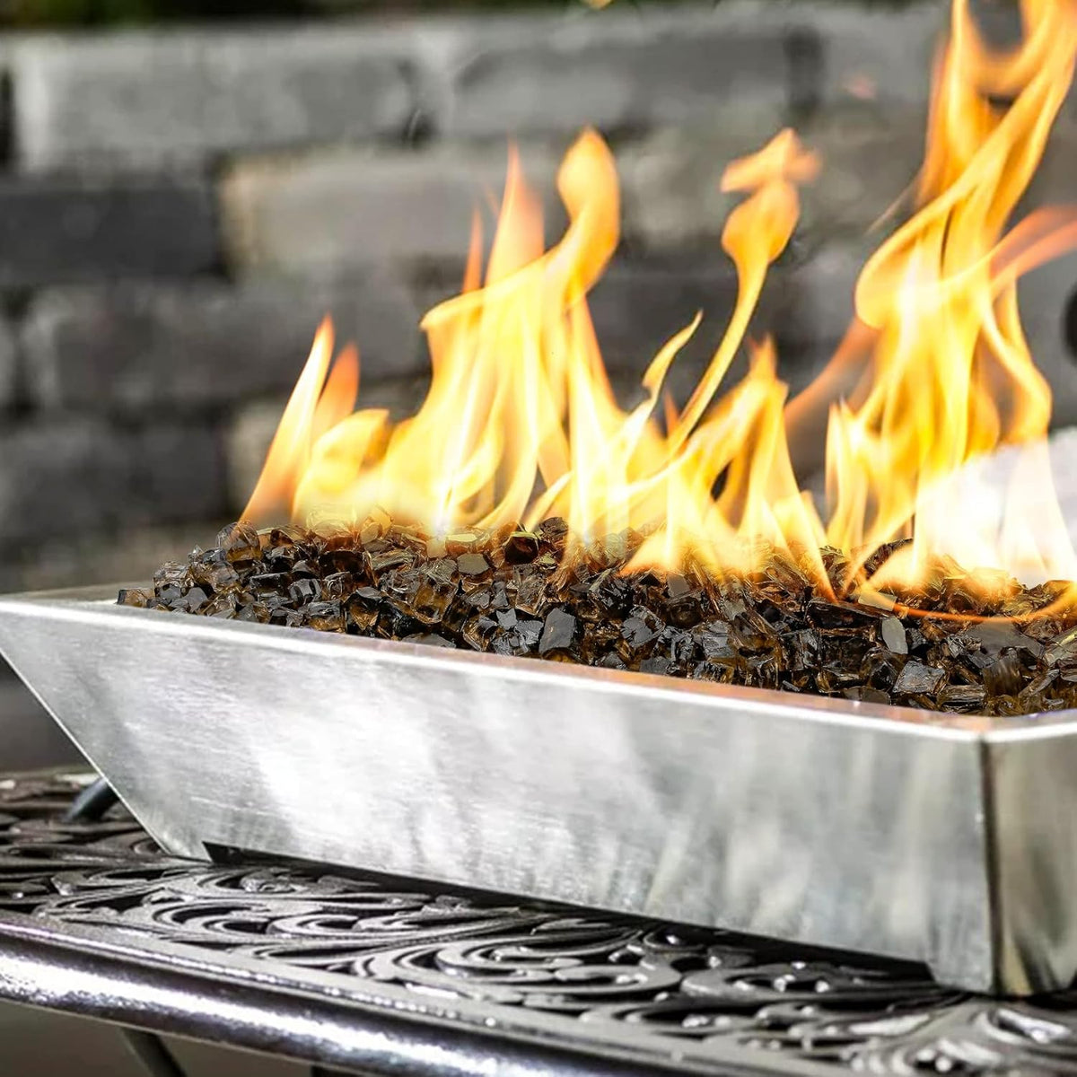 Mr. Fireglass 10 Pounds Fire Glass - 1/2 Inch High Luster Reflective Tempered Glass Rocks for Fireplace Fire Pit Table and Landscaping, Bronze