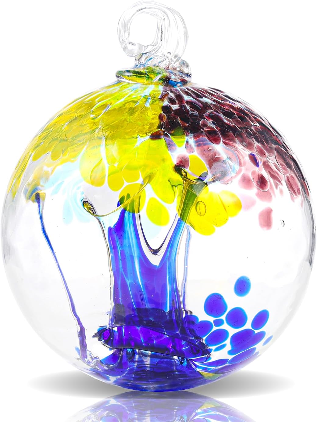 VOREEN 4" Hanging Glass Garden Gazing Ball Hand Blown Glass Witch Ball Christmas Ornament Friendship Balls for Outdoor Garden Patio Window Home Décor, Gift for Mom Wife Friend, Blue