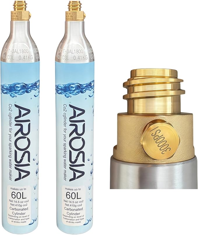 Carbonates Any Drink – Airosia Soda Maker, 304 Stainless Steel Sparkling Water Carbonator Machine with 2 BPA-Free Bottles (1L & 0.5L) and 2 CO2 Carbonator