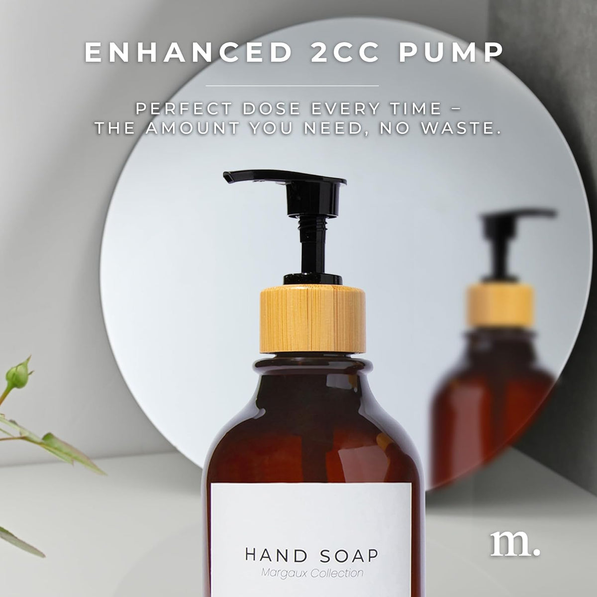 Maisonovo Plastic Soap Dispenser Set | Hand Soap and Dish Soap Dispenser Set | 16.9oz Amber Bottles with Black Bamboo Pump | Bathroom Lotion Dispenser with Pump Set of 2