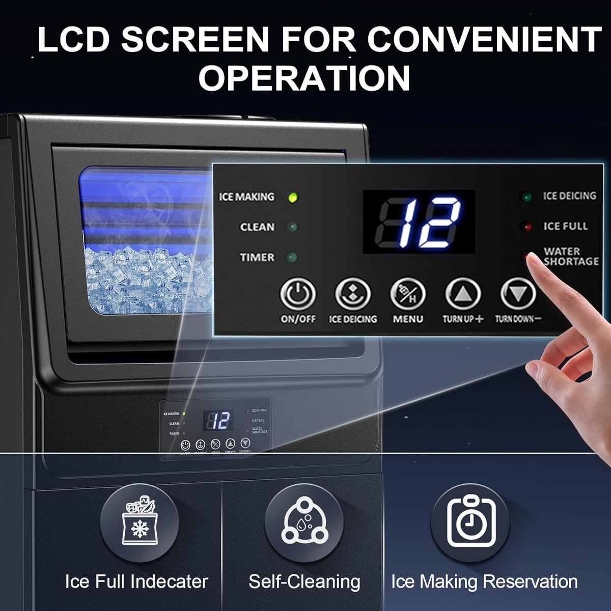 High-Efficiency Commercial Ice Maker: 100 lbs Daily Production, Stainless Steel Under Counter Ice Machine, 25 lbs Ice Storage Capacity, Dual Water Inlet, for Home Commercial Use