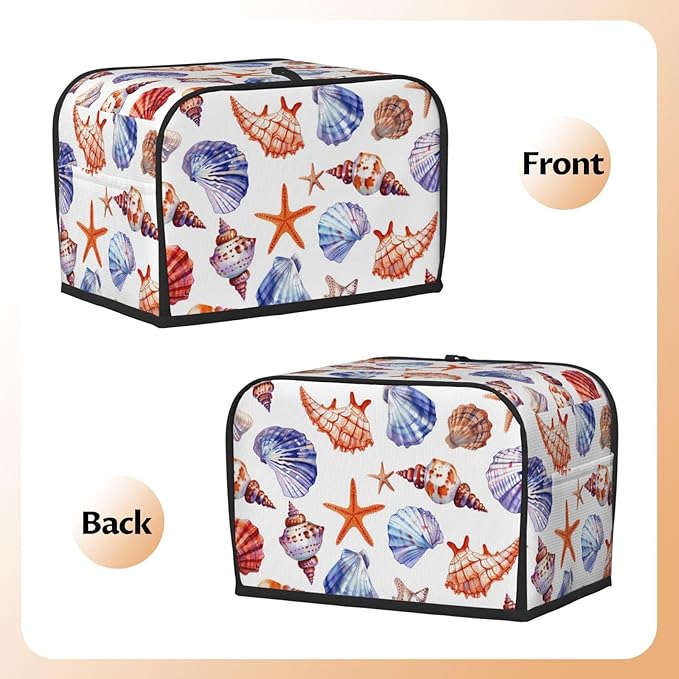 Beach Seashells Toaster Cover 2 Slice, Cute Rural Bread Machine Cover, Washable Dust-Proof Cover for Kitchen Small Appliance Cover,with Top Handle