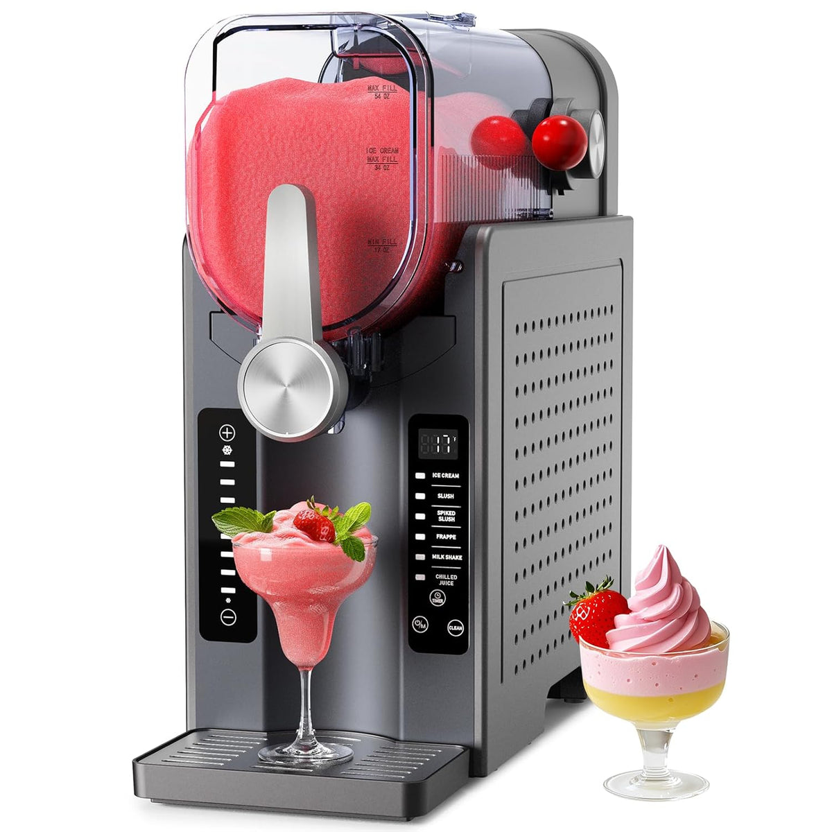 Slushie Machine No Ice Needed: Soft Serve Ice Cream Machine,Slushy Machine for Home with 6 Preset Programs, Quiet Operation, LED Display, Auto-Clean,Perfect for Milkshakes, Margarita Smoothie, Frappés