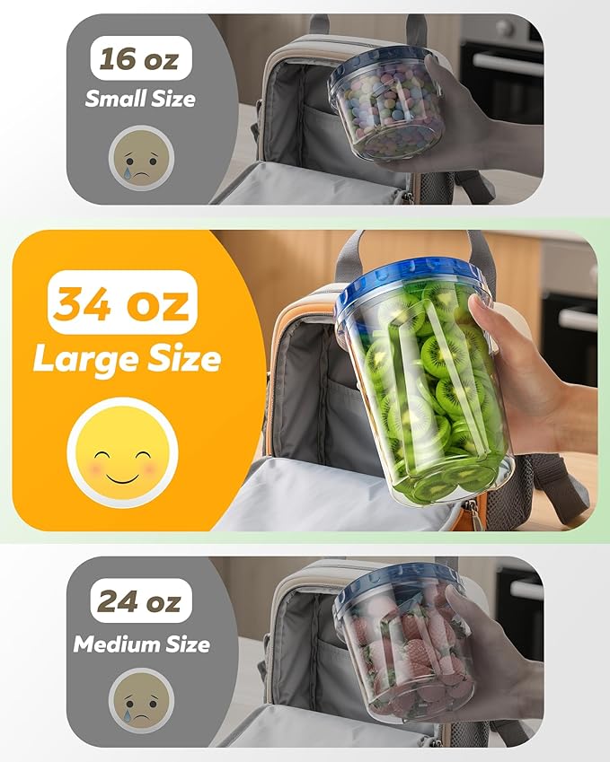 BiuLeon 6 Pack-34 oz Freezer Storage Containers, Plastic Food Storage Containers with Twist Top Lids, BPA Free and Reusable Soup Containers with Lids, Leakproof/Microwave/Dishwasher Safe
