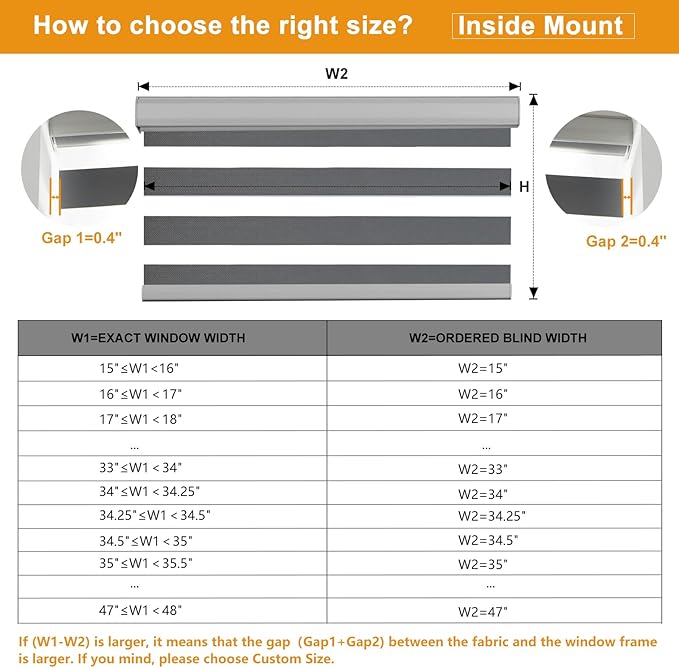 Persilux Cordless Zebra Blinds for Windows Free-Stop Roller Shades (33" W X 64" H, Grey) Dual Layer Light Cintrol for Day and Night, Light Filtering Sheer Shades for Home, Easy to Install