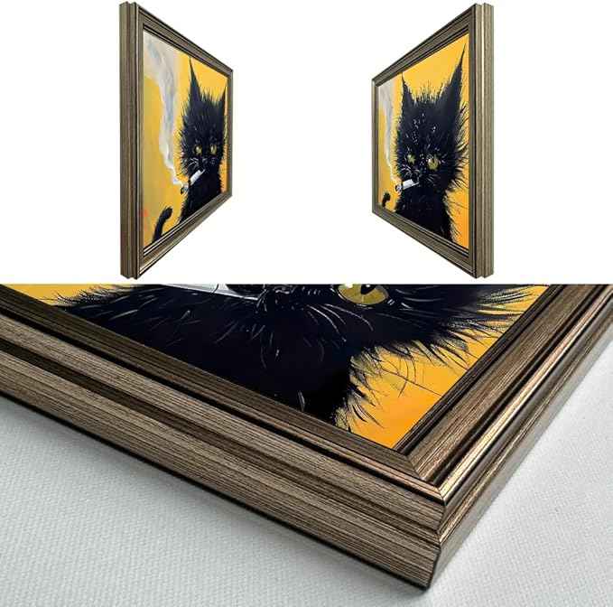 Famed Vintage Black Cat Portrait Wall Art Cat Print Poster for Room Aesthetic Mens Bathroom Bedroom Living Room Decor