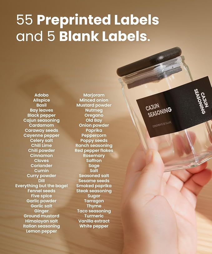 APT 1101 Glass Storage Jars with Bamboo Lid, glass canisters with airtight lids, Clear jars with lids for Spice, Cookie, Candy, Tea, Coffee Bean and Rice (Black, Spice Jar Set (4 oz, set of 12))