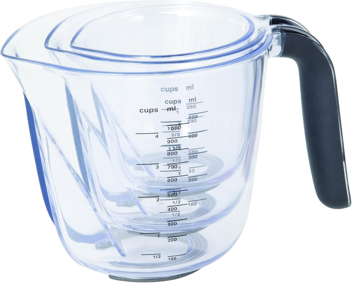 KitchenAid Universal Easy View Angled Measuring Cups, Set Of 3, Clear with Black Handles