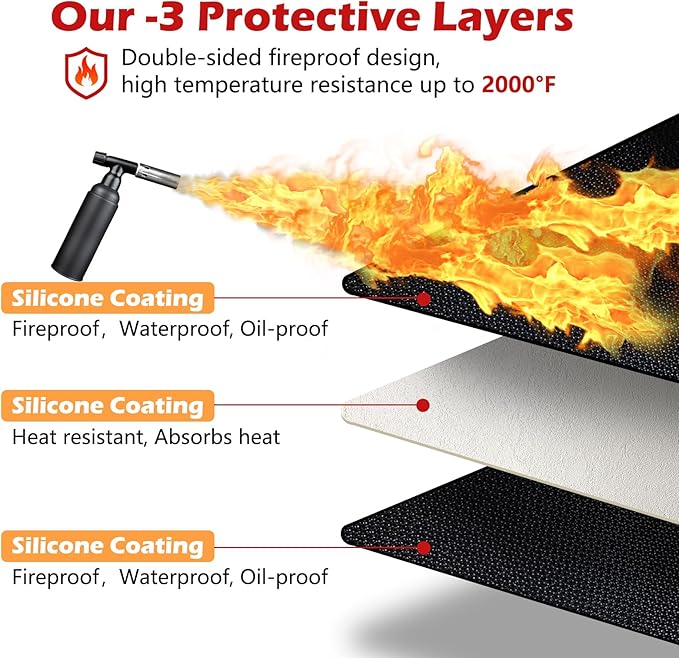 76X48in Grill Mats for Outdoor Grill,Fits Most Grills, Smokers, Griddles and Outdoor Charcoal, Flat Top,Deck and Patio Protector