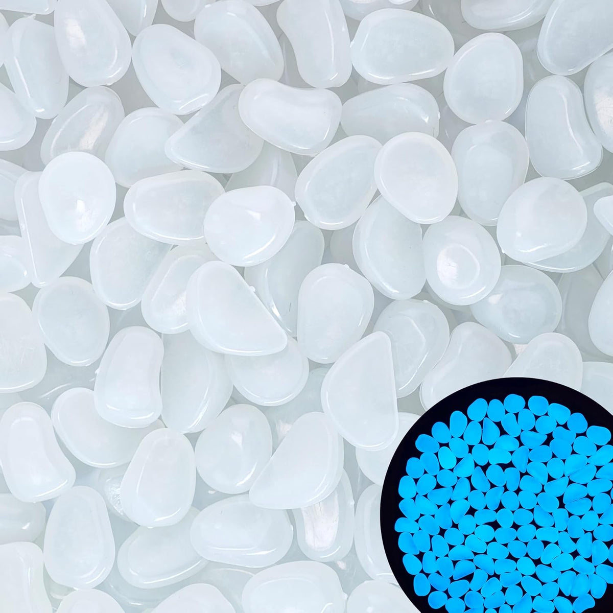 0.7LB 25-27mm White Glow in The Dark Stones Luminous Stones White Glow Stones for Yard Fish Tank Walkway Pathway Aquarium Garden Outdoor Decor