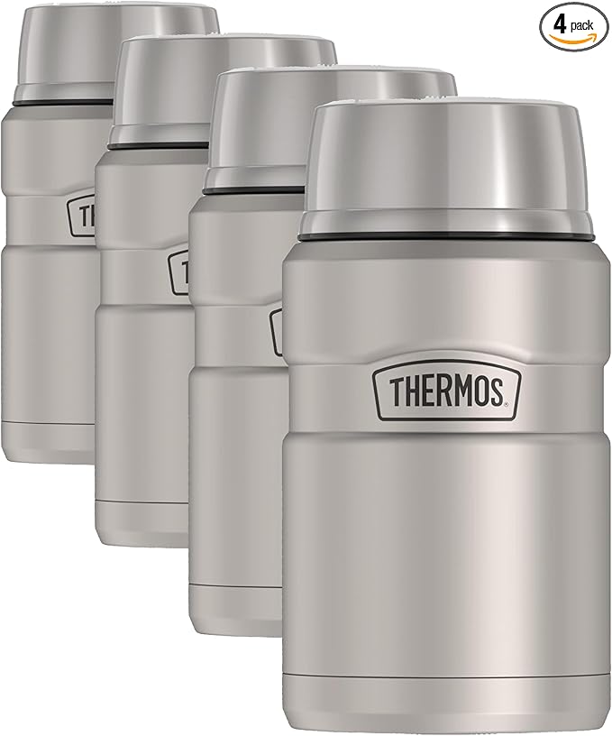THERMOS Stainless King Vacuum-Insulated Food Jar,24 Ounce,Matte Steel,(Pack of 4)