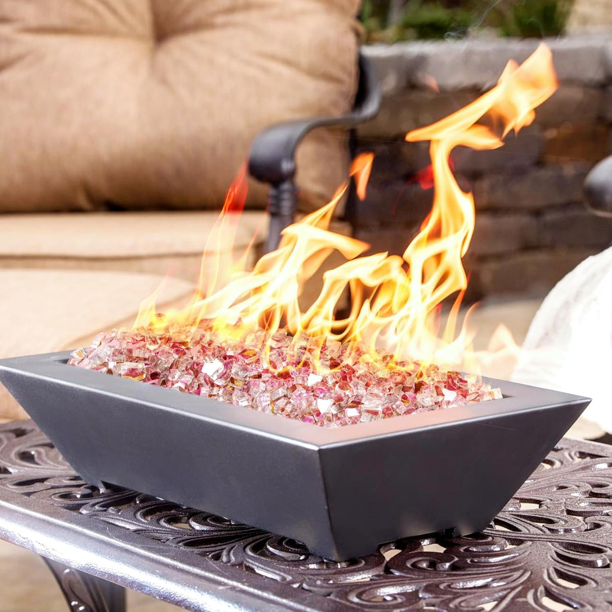 Mr. Fireglass 10 Pounds Fire Glass - 1/2 Inch High Luster Reflective Tempered Glass Rocks for Fireplace Fire Pit Table and Landscaping, Rose Gold