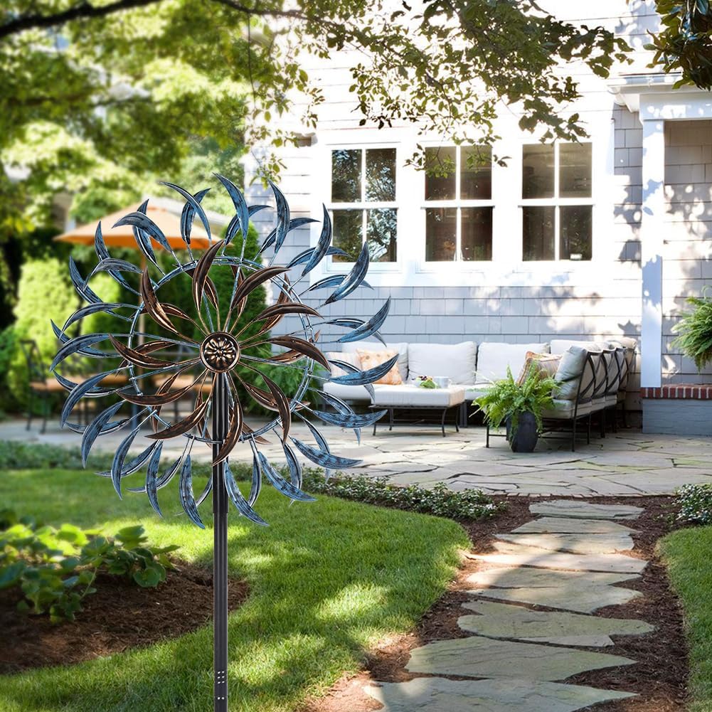 VEWOGARDEN Large Wind Spinners Outdoor, Metal Wind Sculptures & Spinners 360 Degrees Kinetic Wind Spinners for Yard and Garden 64 * 15.7 Inches