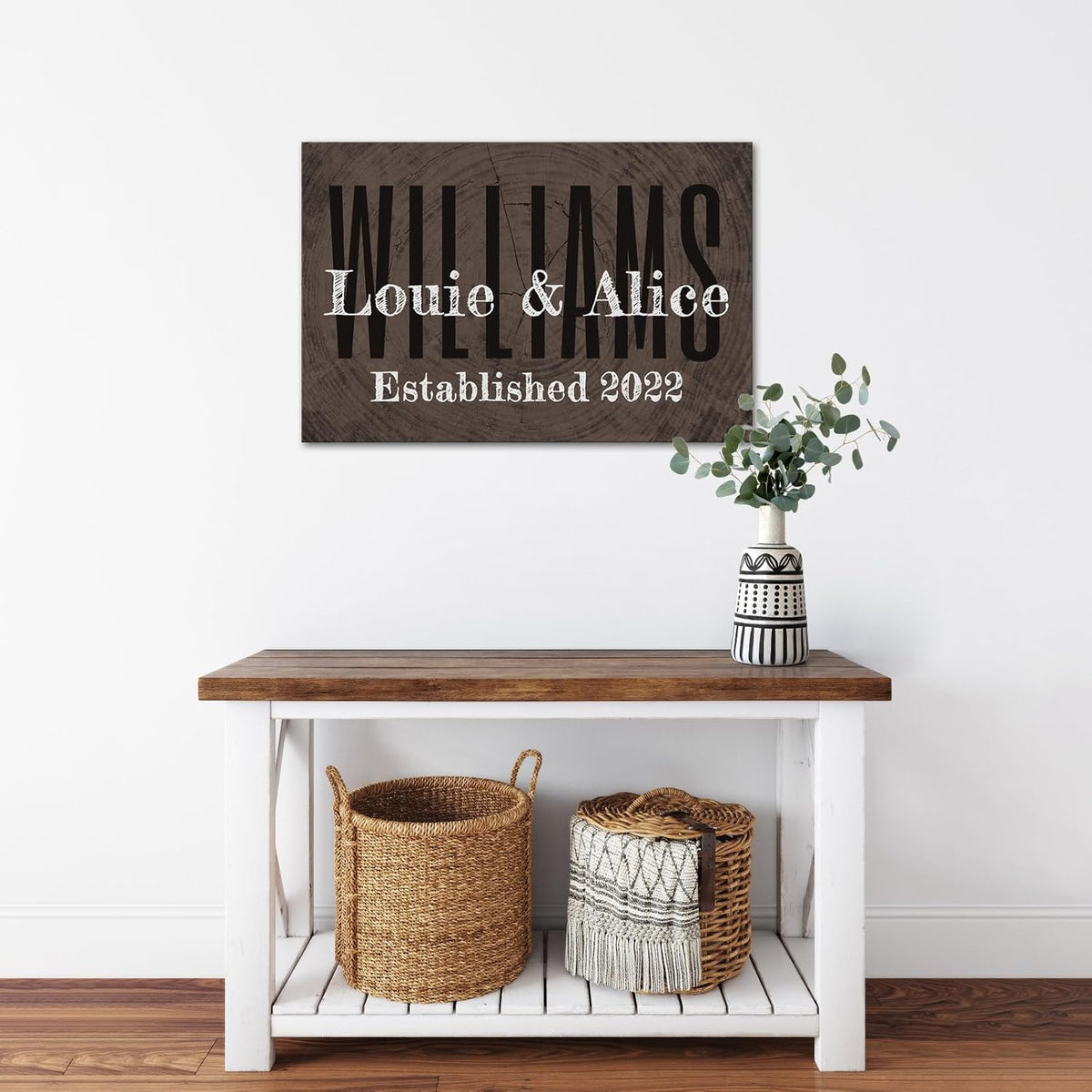 iLOOKLiKE Personalized Last Name Signs with Couple's Names Wall Art Custom Family Established Date Canvas Prints Framed Unique Wedding Anniversary Housewarming Gifts for Home Decor 16×24inch