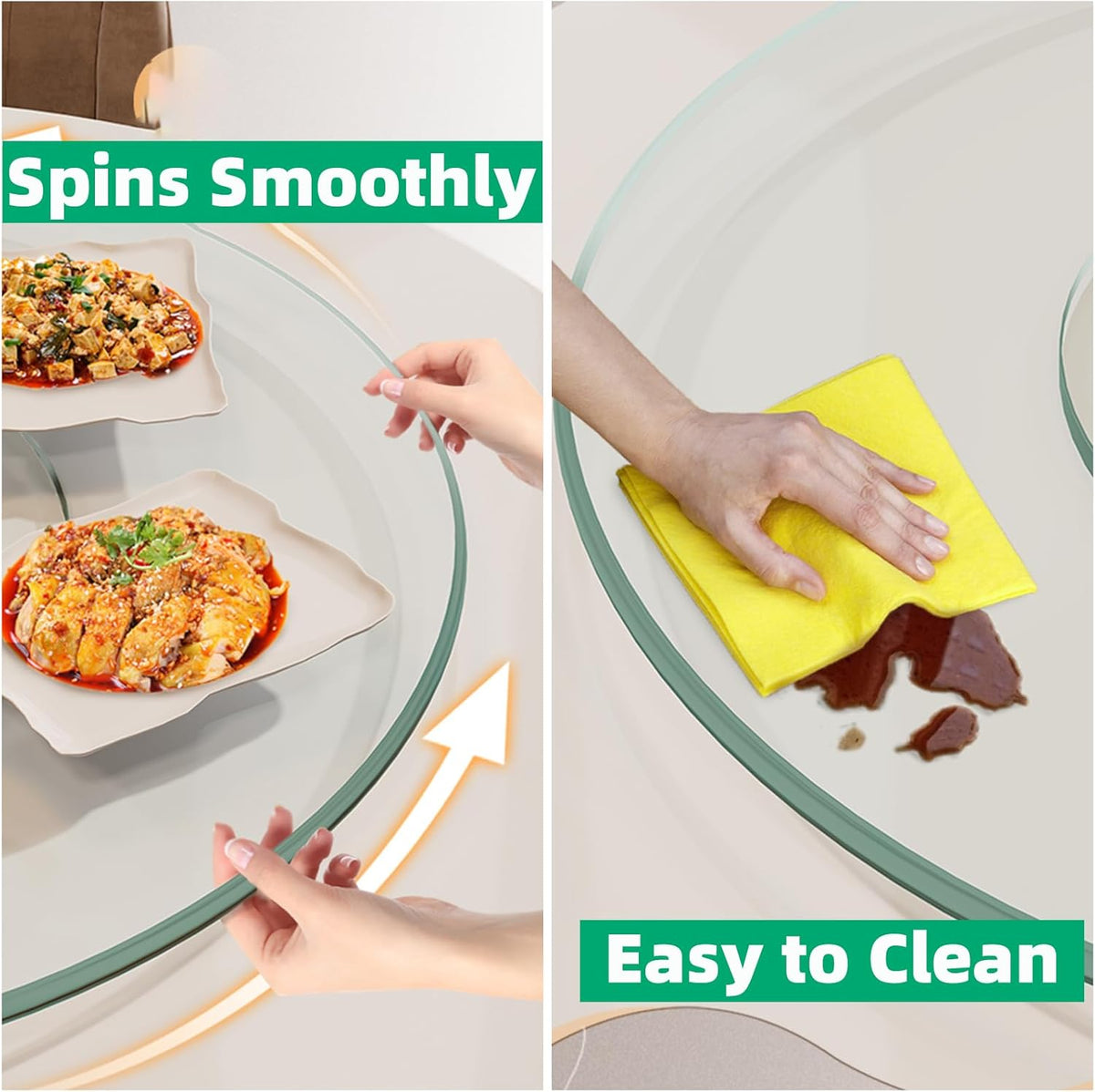 Lazy Susan 30.7 inch Glass Turntable Dining Table Large Round Serving Plate Tabletop Rotating Tray with Swivel Assist System Silent & Smooth Spin (78cm / 30.7in)