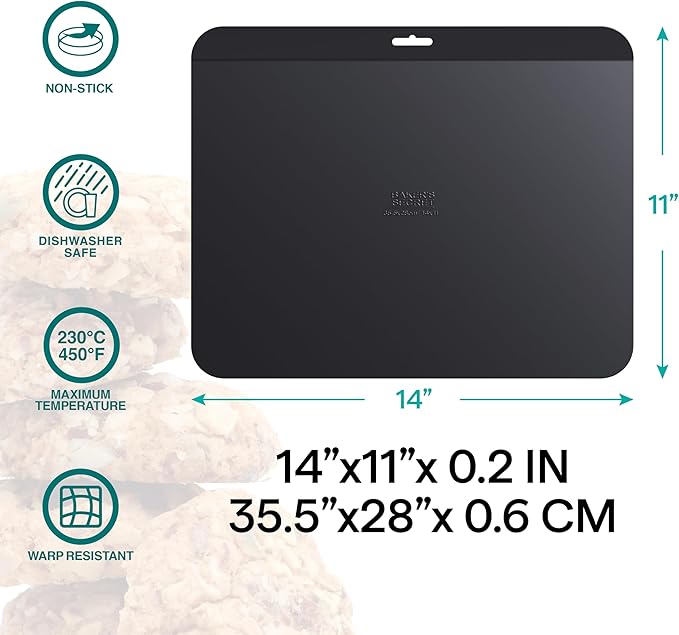 Baker's Secret Insulated Cookie Sheet Cookie Tray 13" x 9", Carbon Steel Insulation Double Wall, for Baking Roasting Cooking, Dishwasher Safe Home Baking Supplies Accessories (1x Insulated 13")