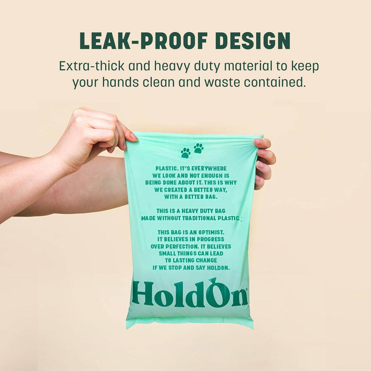 HoldOn Pet Waste Bags - Unscented Leak Proof & Tear Resistant Dog Poop Bags Extra Thick Durable (2 Pack)