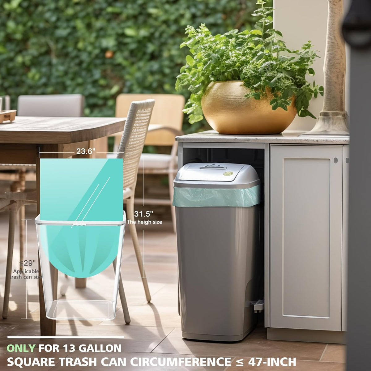 Compostable Trash Garbage bags,AYOTEE 13-15 Gallon Tall Kitchen Trash Bags,Heavy Duty Unscented 1.18Mils 55 Liter,60 Count,Strong Thicken Rubbish Waste Can Liners for Kitchen Garden Home