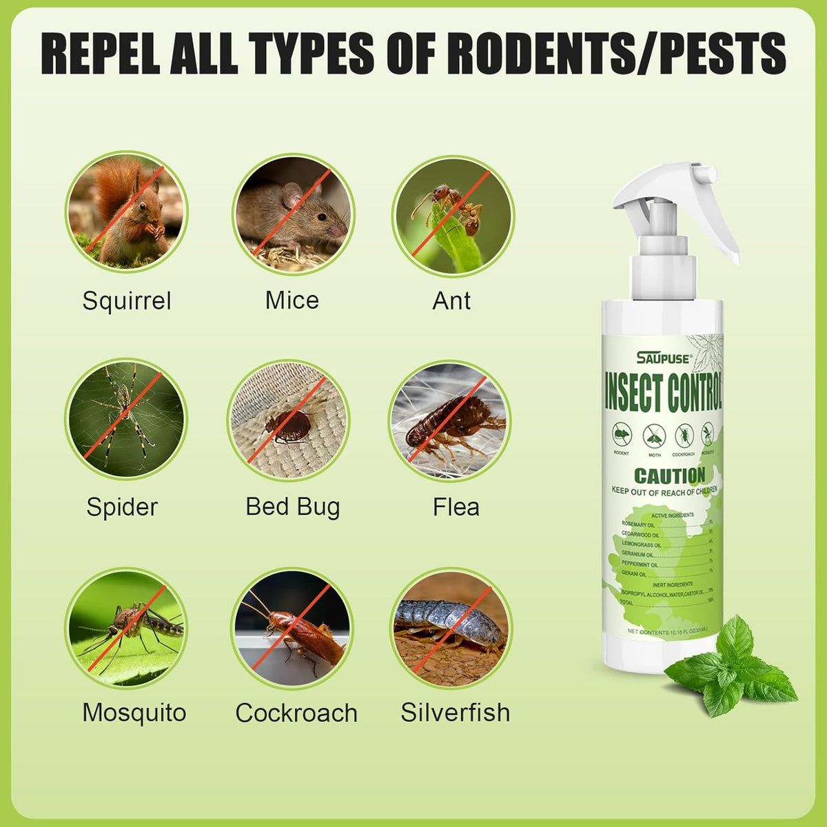 Pest & Insect Control Spray, Spider Repellent Indoor, Repel Spiders, Ants, Silverfish, Mosquitoes, Moths, and More, Plant Formula Safe for Indoor/Outdoor Use
