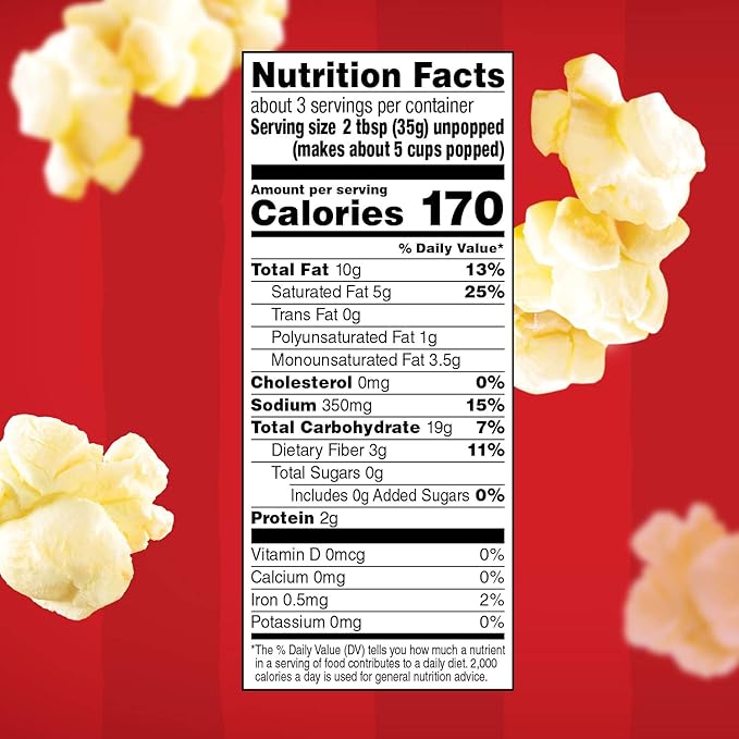 Orville Redenbacher’s Microwave Popcorn + Tub, Movie Theater Butter Flavor, 3g Fiber Per Serving, 3.9 oz. (12 Boxes)