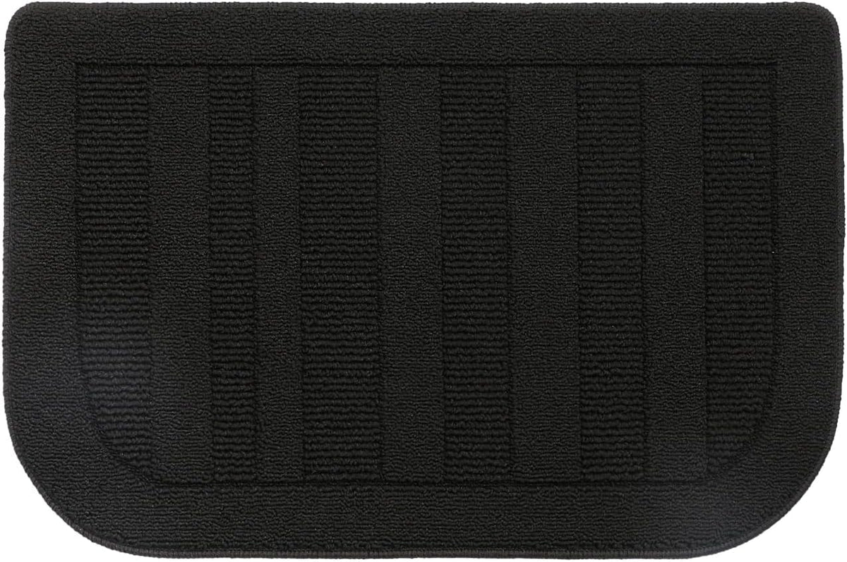 BEQHAUSE 24x36 Inch Kitchen Rug Mat Durable Kitchen Rugs Non-Slip Washable Absorbent Kitchen Mats for Floor Dirt-Resistant Semicircular Kitchen Mat (Black)