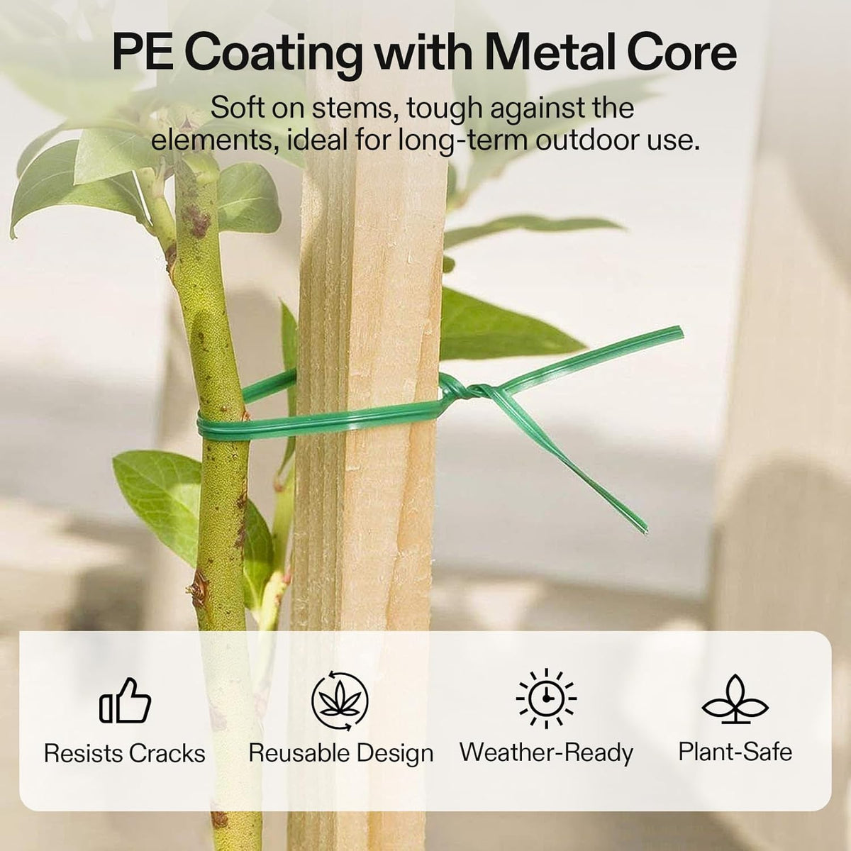 VIVOSUN Twist Ties, 328 ft (100m) PE-Coated Green Plant Ties with Cutter, Reusable & Flexible Tomate Ties for Plant Support, Indoor Outdoor Gardening, Cable Management, Home Office Organization