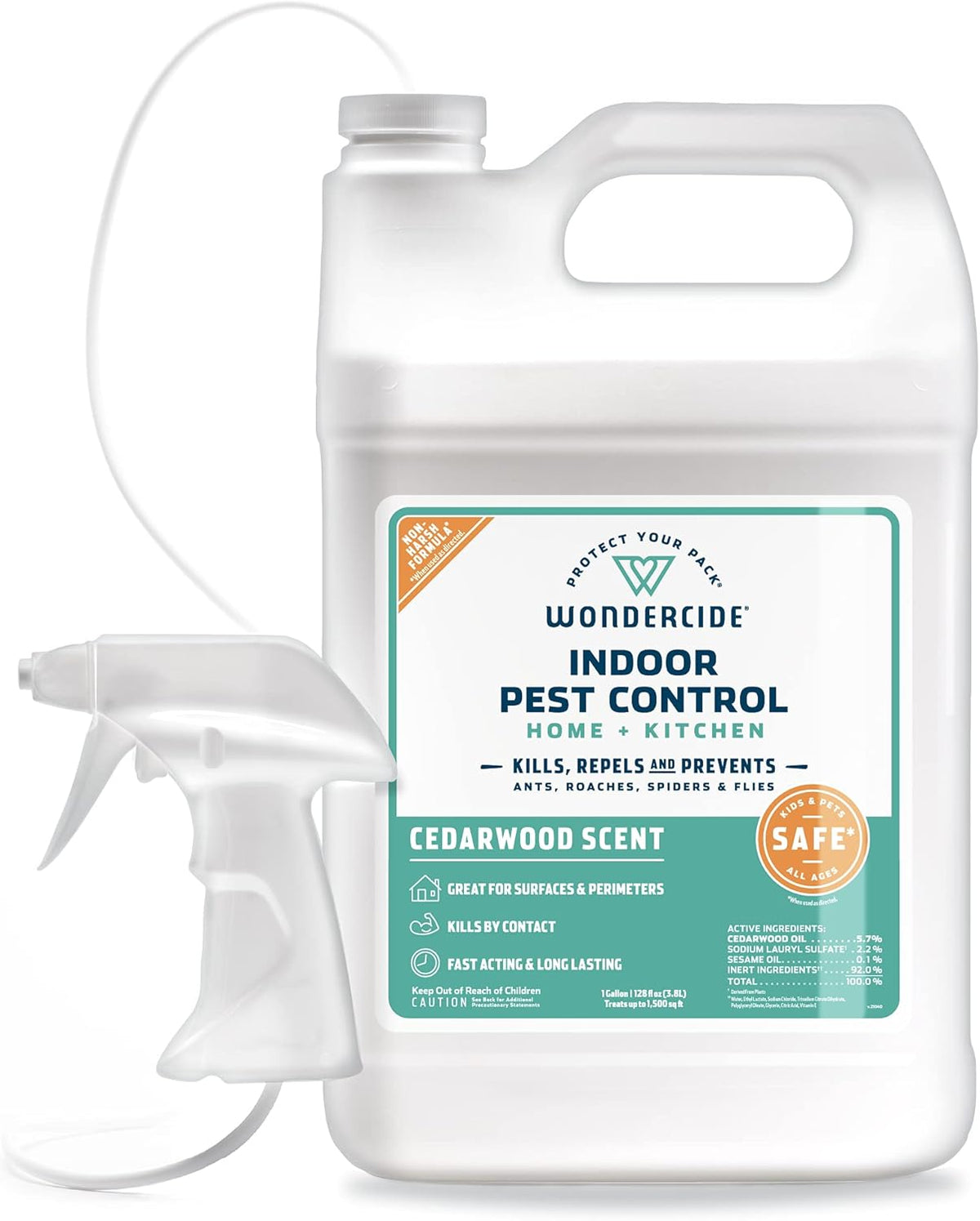 Wondercide - Indoor Pest Control Spray for Home and Kitchen - Ant, Roach, Spider, Fly, Flea, Bug Killer and Insect Repellent - with Natural Essential Oils - Pet and Family Safe — Cedarwood 128 oz