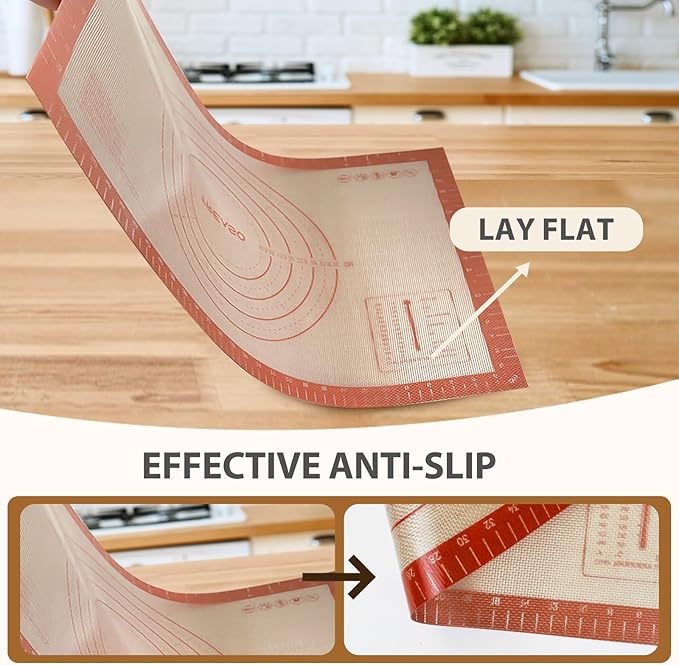 Pastry Mat, 0.7mm Extra Thick 36 x 24 Inches Large Non Stick Silicone Baking Pad, Pie Crust Rolling Supplies for Making Christmas Cookies Bread, Easy to Clean